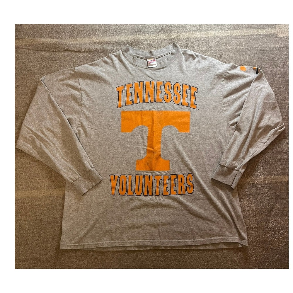 Vintage Y2K Tennessee Volunteers Lng Sleeve T-Shirt Gray 2XL UT Vols NCAA Bloke